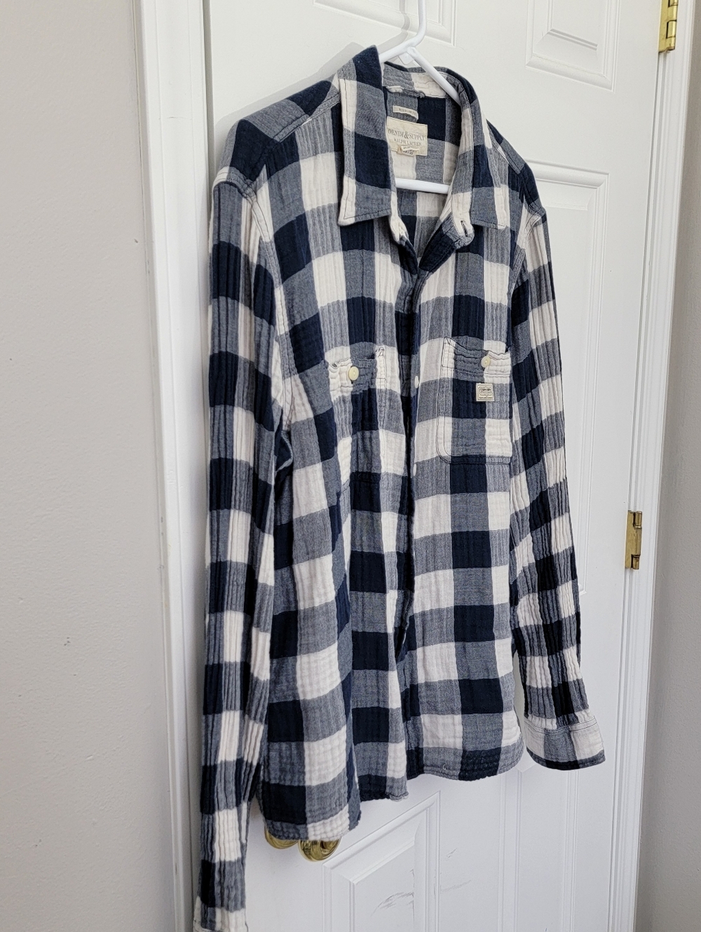 Ralph Lauren Denim And Supply Tomboy Blue Plaid Button Down Shirt Women's XXL - Picture 3 of 11